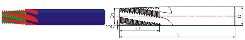NPT Tungsten Carbide Taper Thread Endmills for CNC Threading - Carbide Thread End Mill - 1